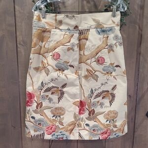 Shop Meg Shop Floral Bird Print Cream Skirt M